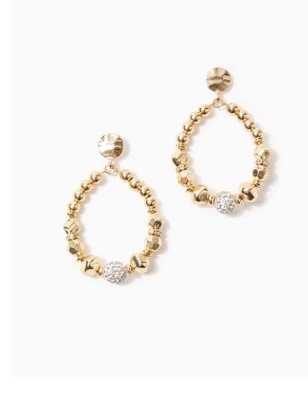 Lilly Pulitzer Gold Beaded Teardrop Hoop Earrings with Pavé Accent